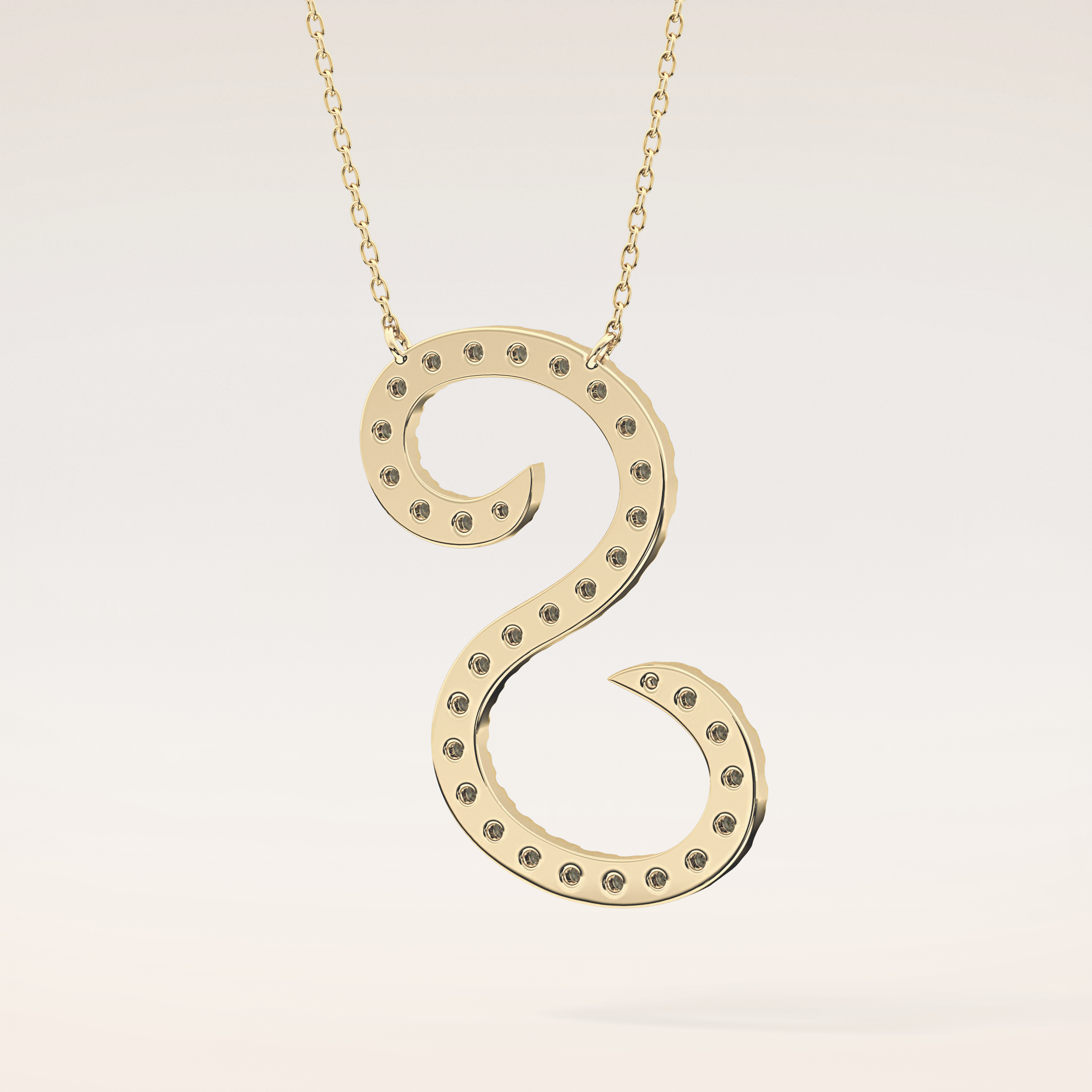 0.585 TCW Round Cut Moissanite S Initial Pendant Necklace
