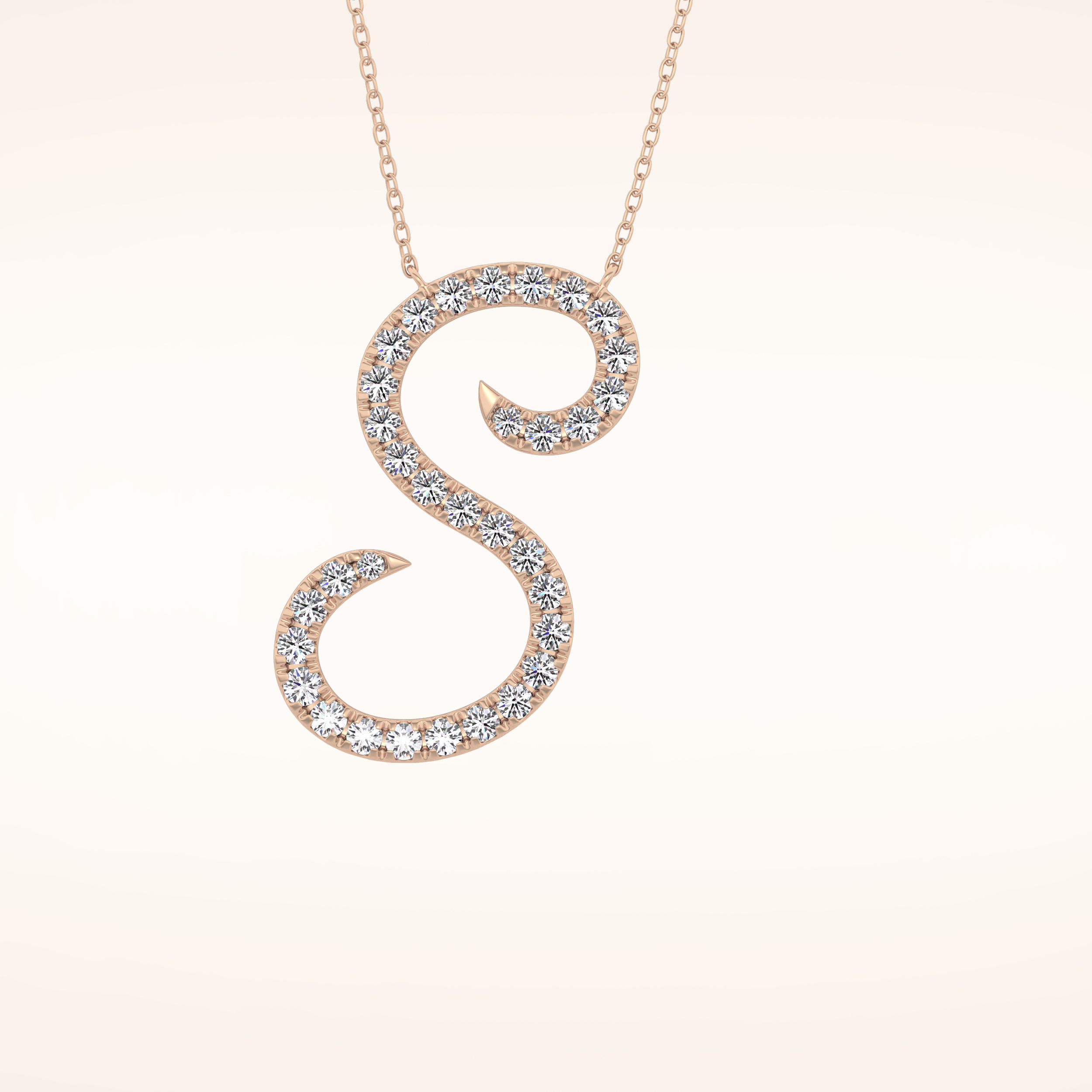 0.585 TCW Round Cut Moissanite S Initial Pendant Necklace