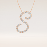 0.585 TCW Round Cut Moissanite S Initial Pendant Necklace