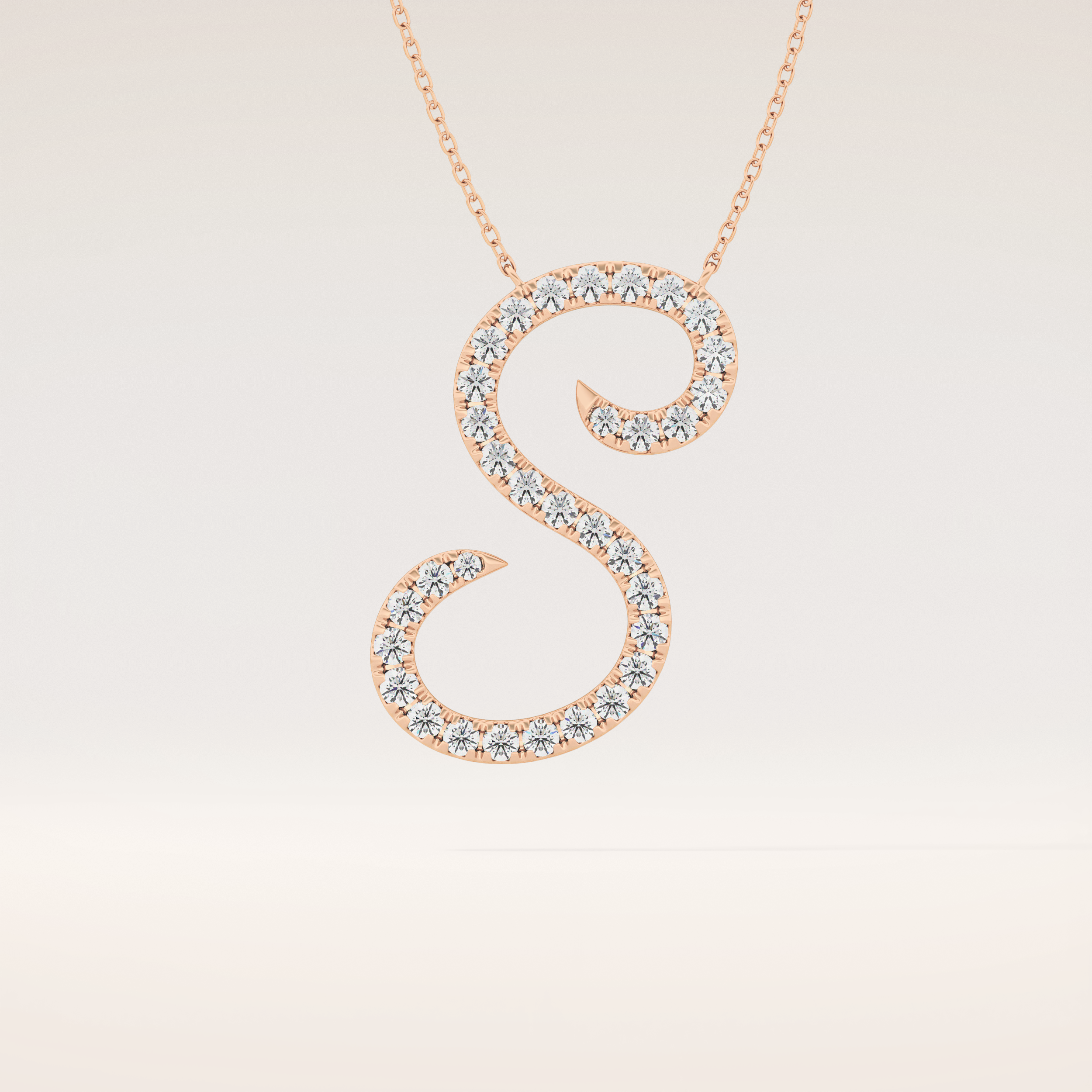 0.585 TCW Round Cut Moissanite S Initial Pendant Necklace