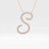 0.585 TCW Round Lab Grown Diamond S Initial Necklace