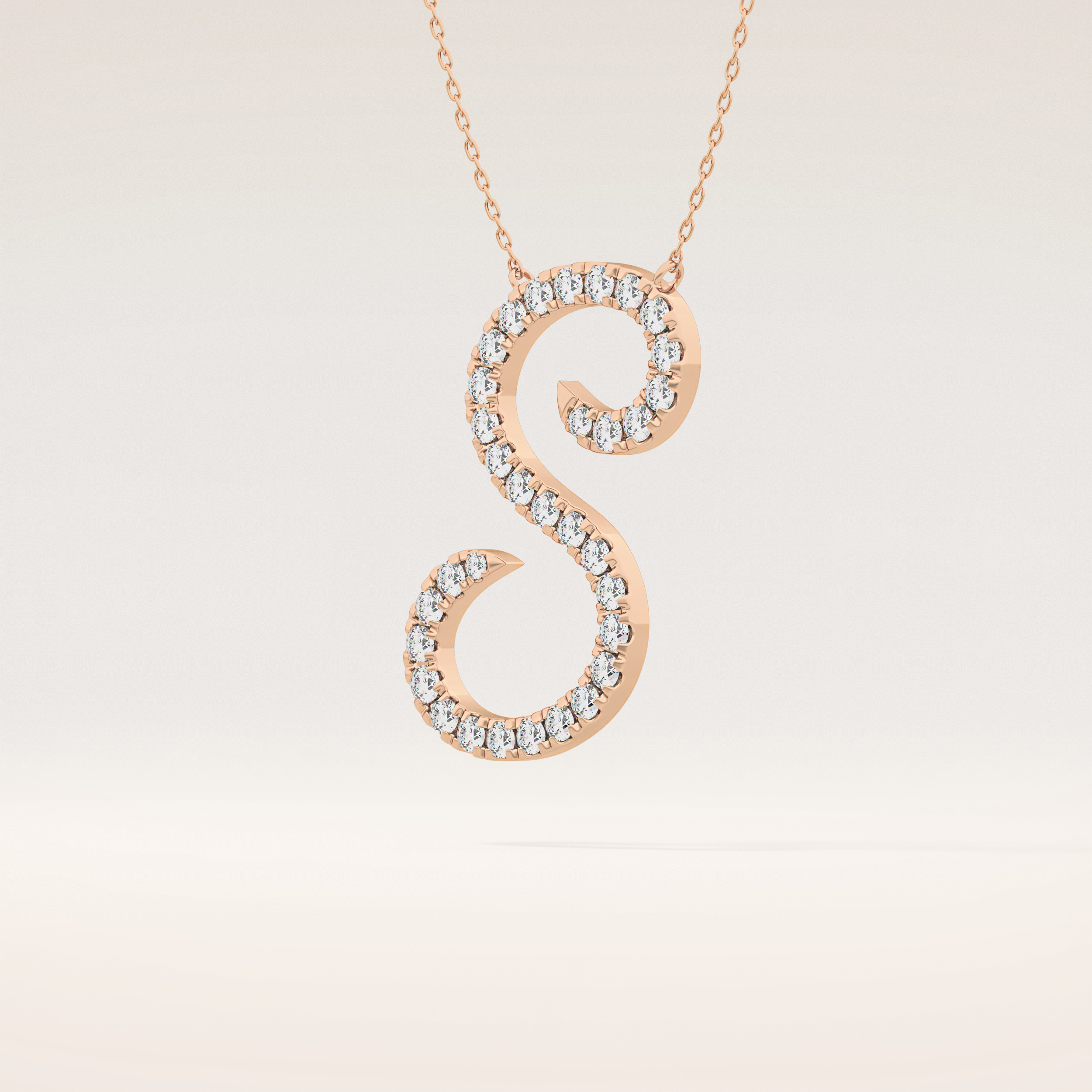 0.585 TCW Round Cut Moissanite S Initial Pendant Necklace