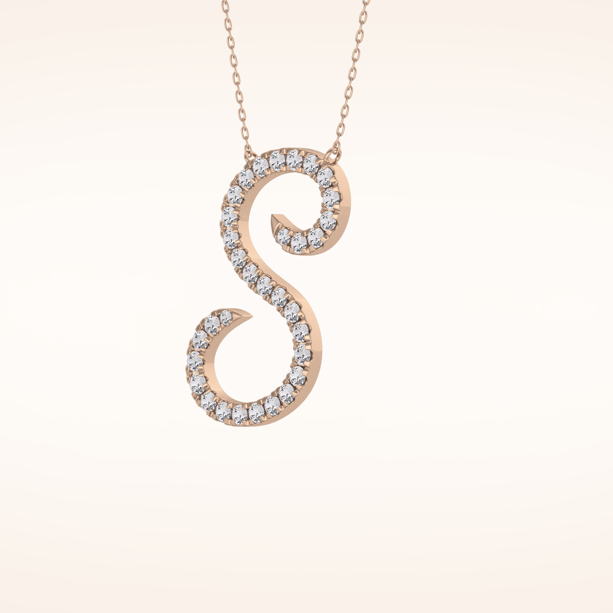 0.585 TCW Round Cut Moissanite S Initial Pendant Necklace