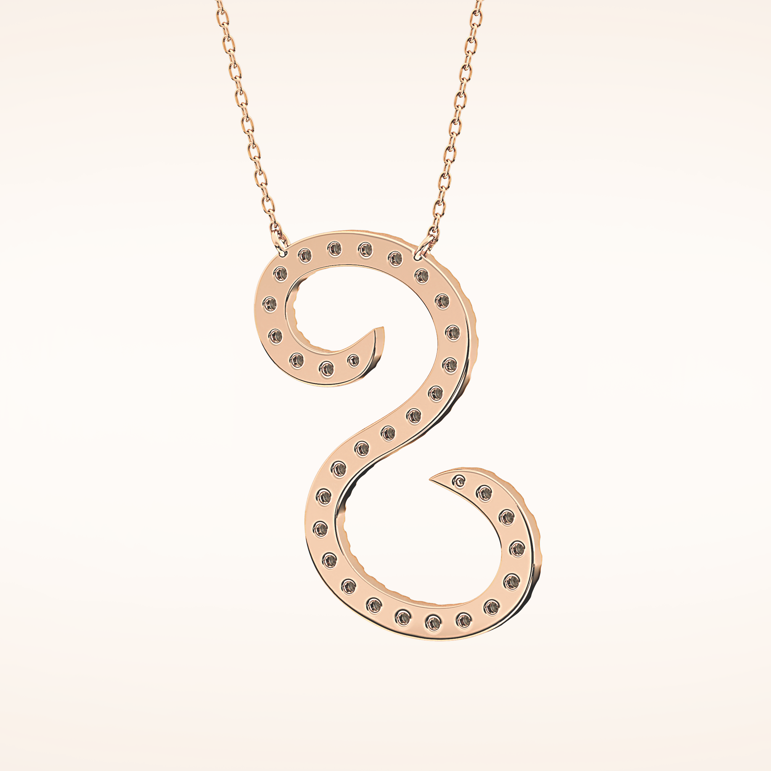 0.585 TCW Round Cut Moissanite S Initial Pendant Necklace