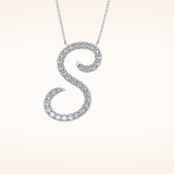 0.585 TCW Round Cut Moissanite S Initial Pendant Necklace