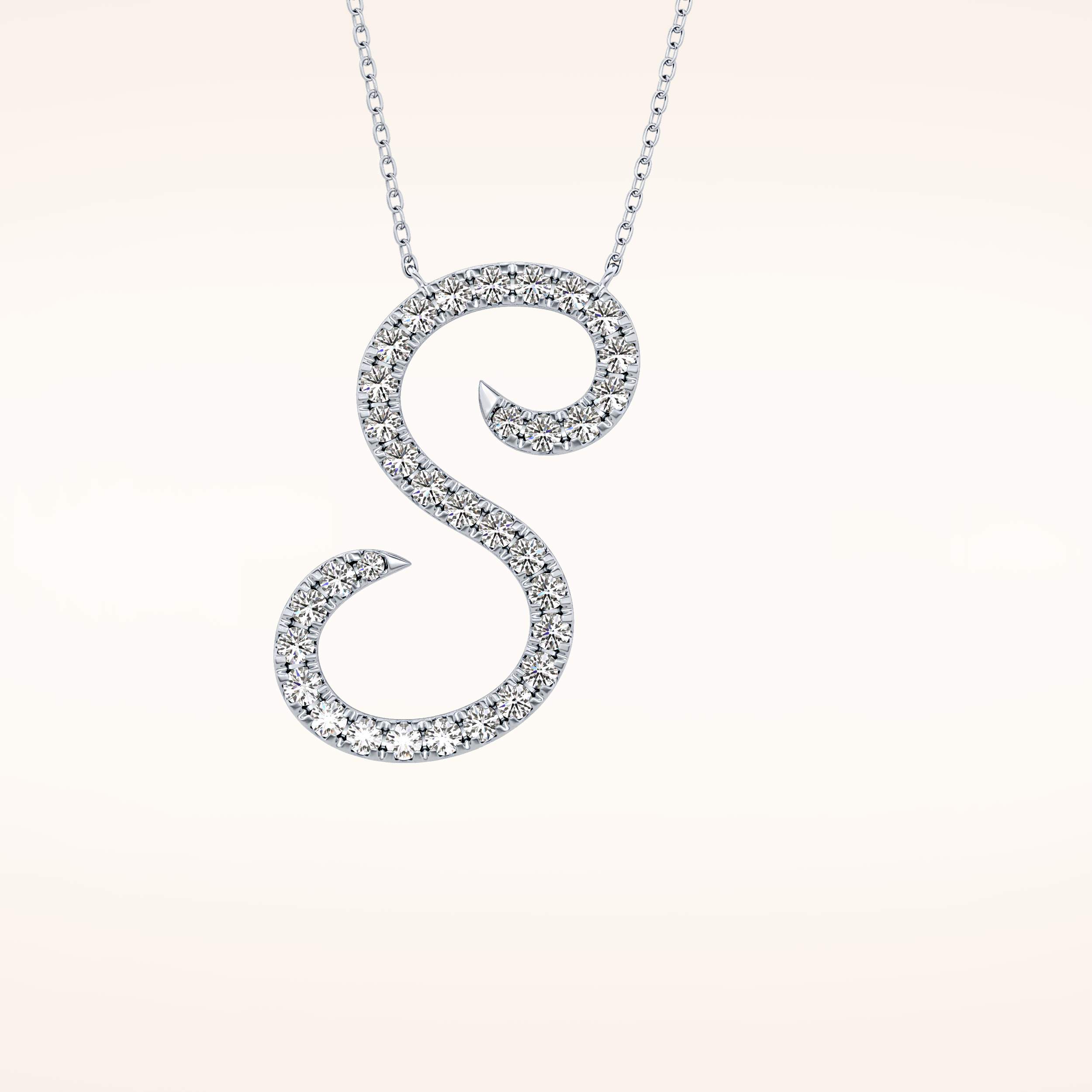 0.585 TCW Round Cut Moissanite S Initial Pendant Necklace