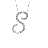0.585 TCW Round Lab Grown Diamond S Initial Necklace