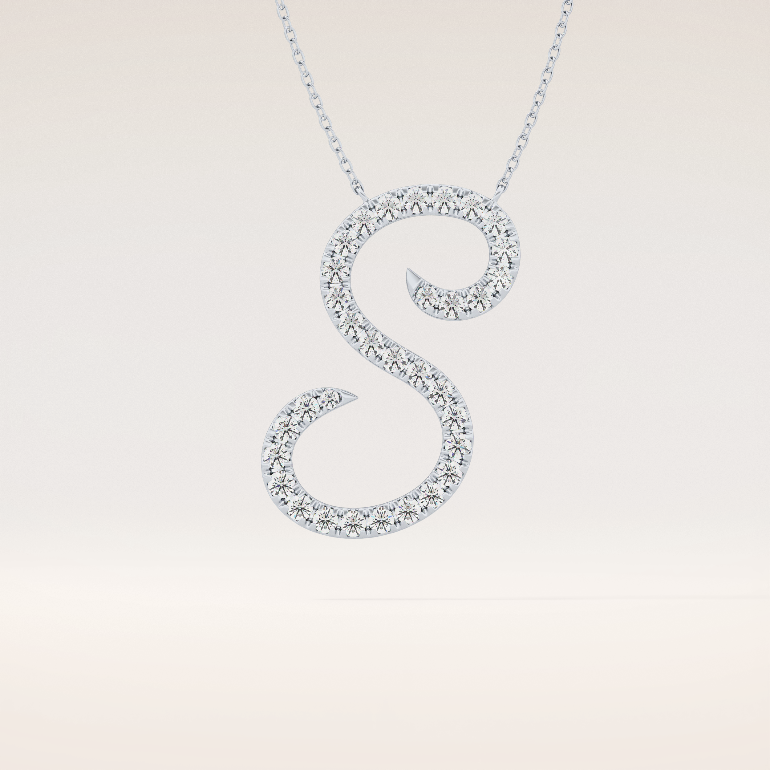 0.585 TCW Round Cut Moissanite S Initial Pendant Necklace