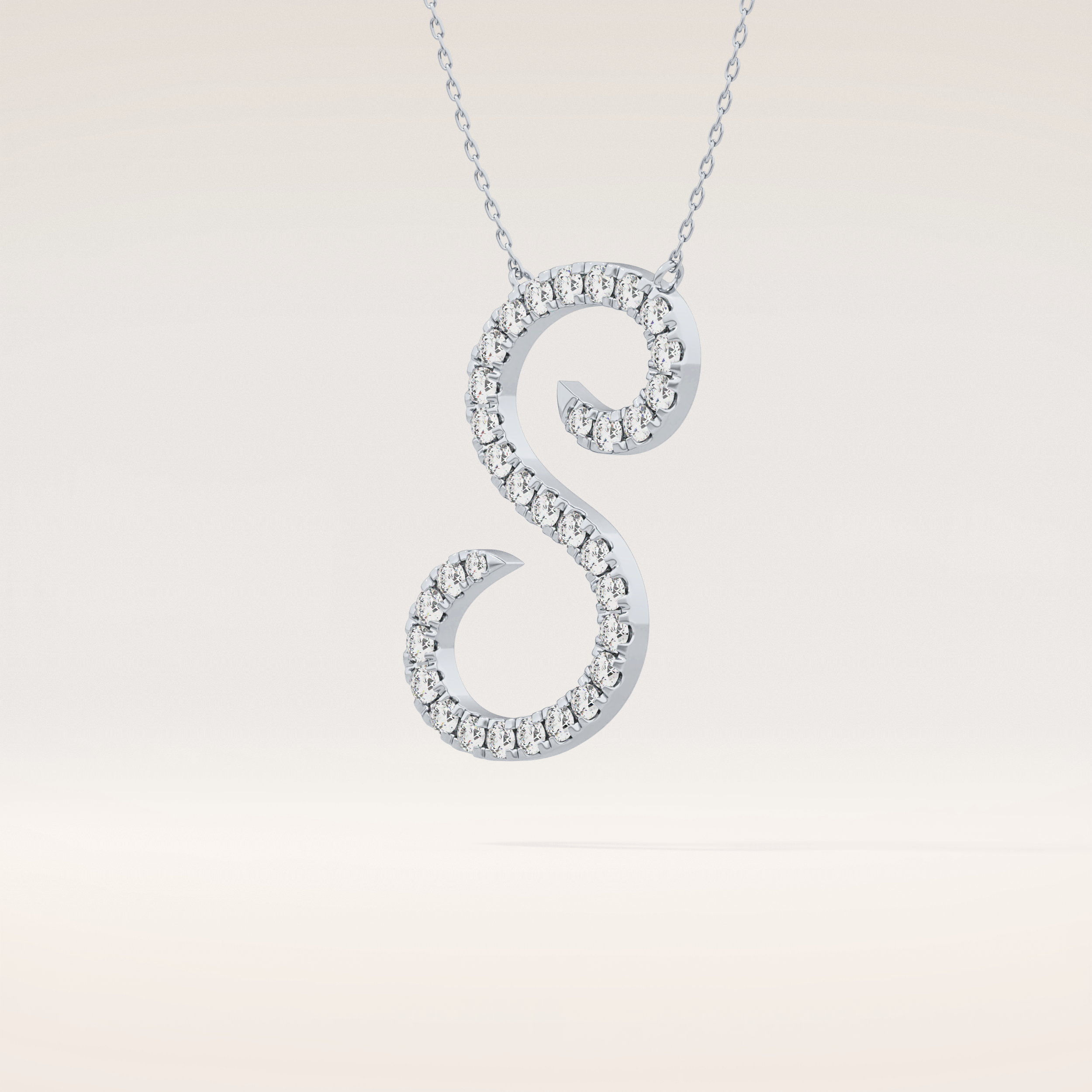 0.585 TCW Round Cut Moissanite S Initial Pendant Necklace