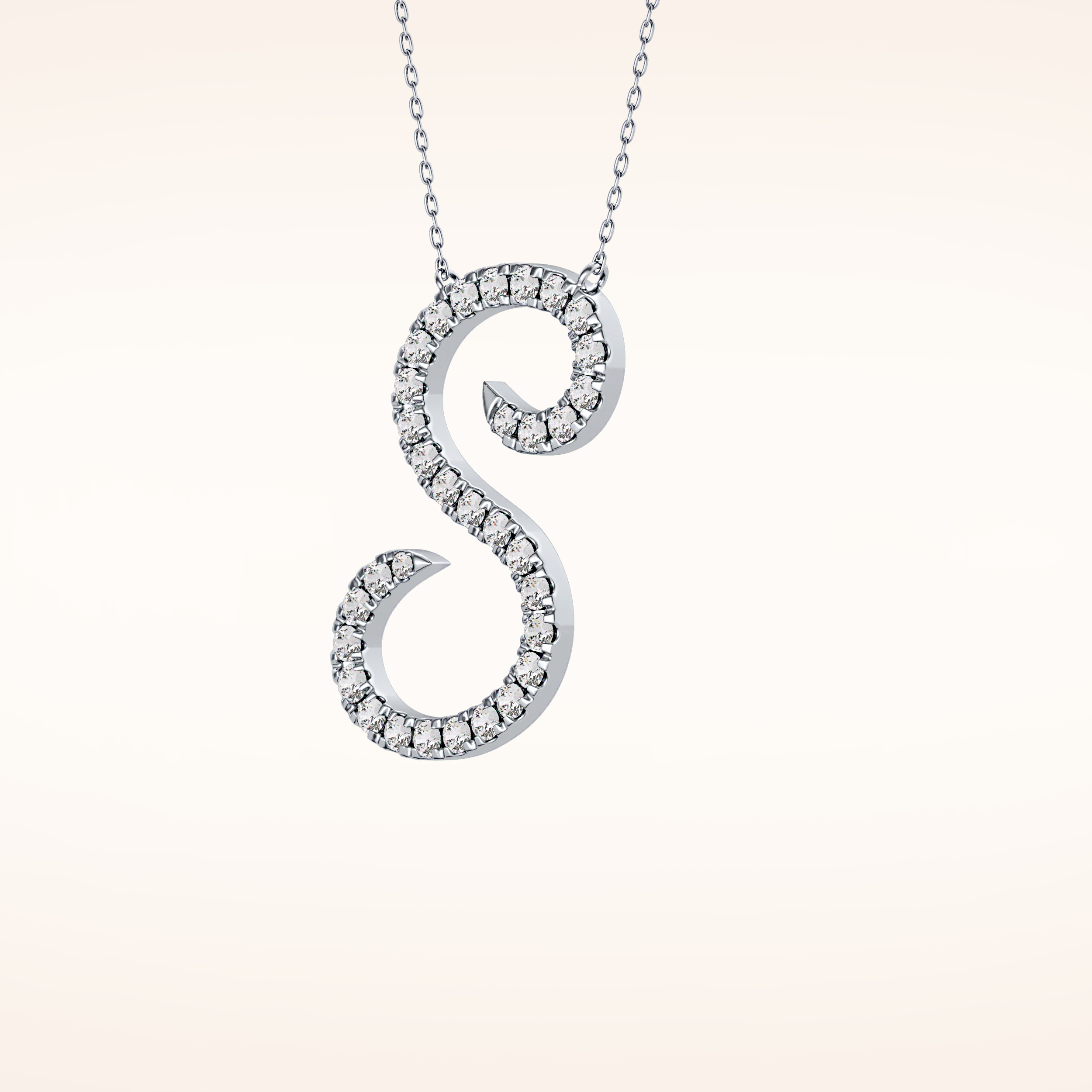 0.585 TCW Round Cut Moissanite S Initial Pendant Necklace