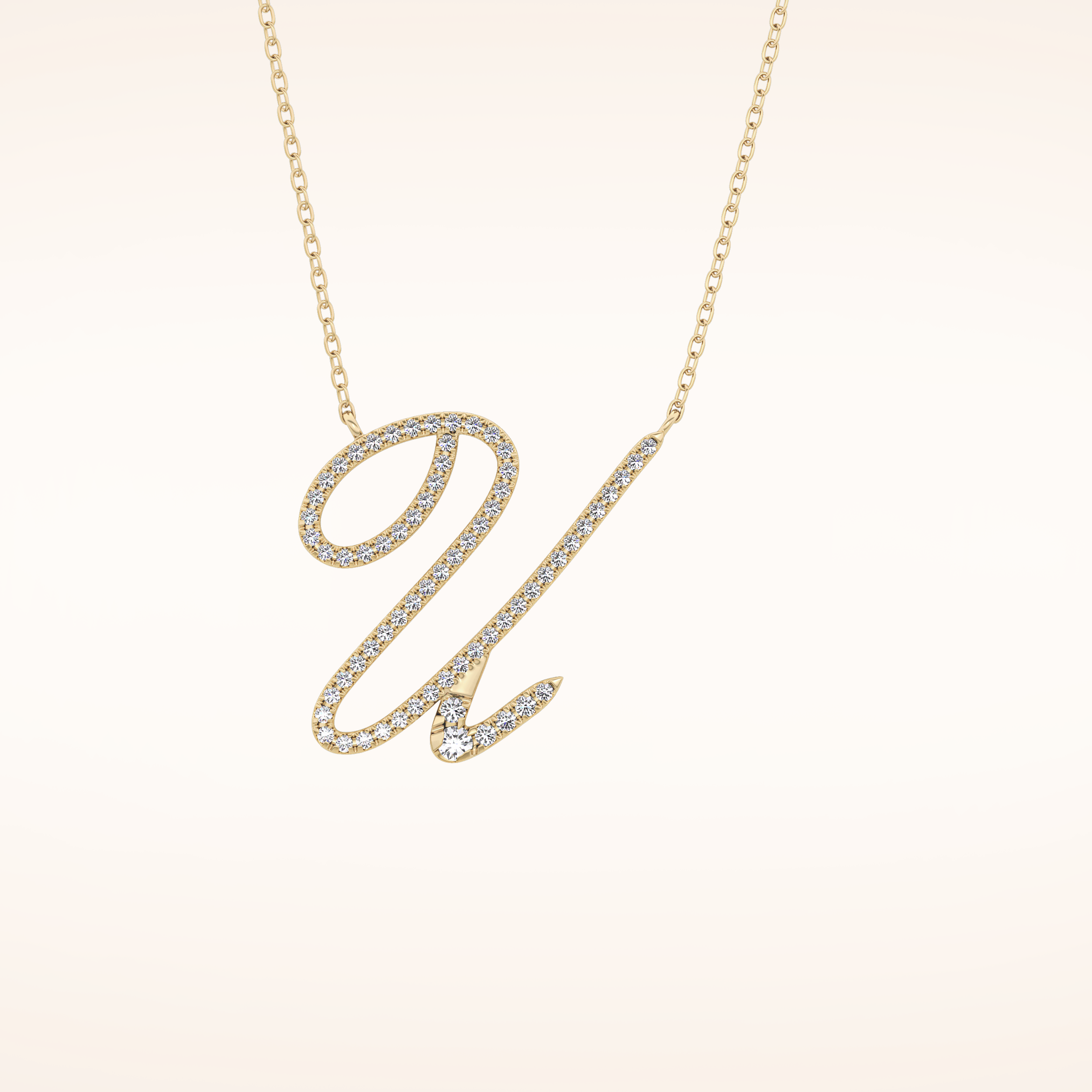 0.157 TCW Round Cut Moissanite U Initial Pendant Necklace