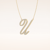 0.157 TCW Round Cut Moissanite U Initial Pendant Necklace