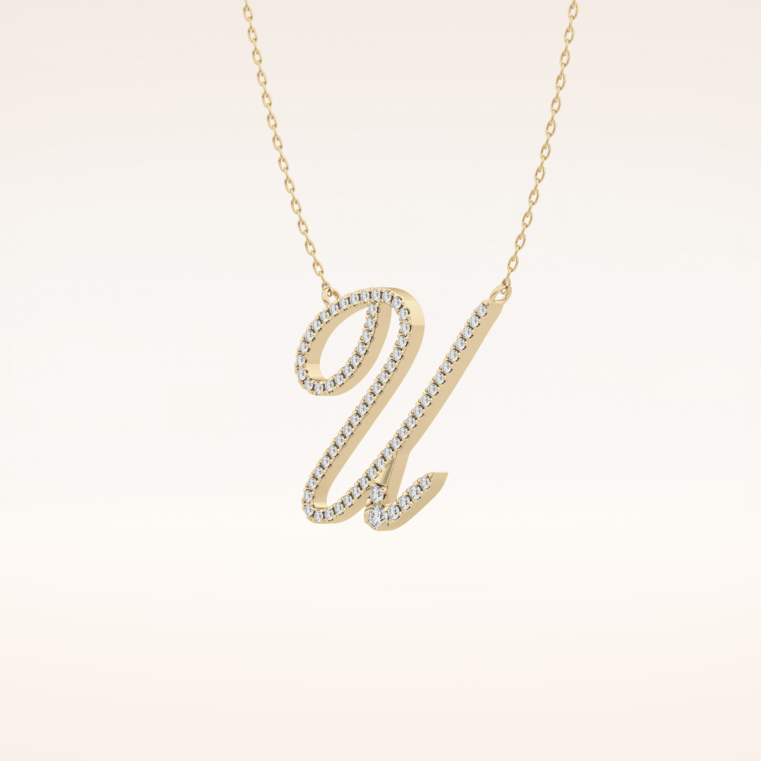 0.157 TCW Round Cut Moissanite U Initial Pendant Necklace