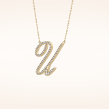 0.157 TCW Round Cut Moissanite U Initial Pendant Necklace