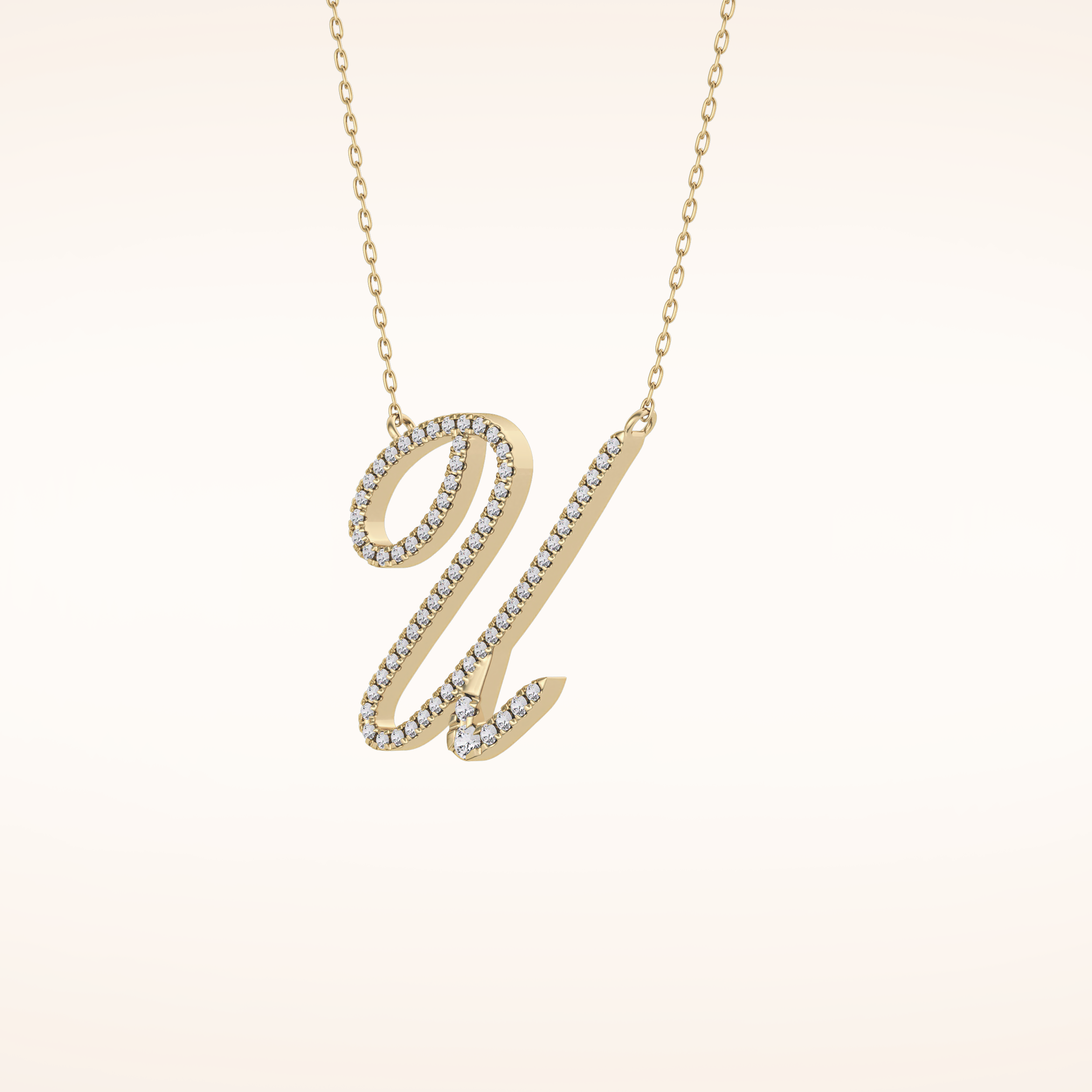 0.157 TCW Round Cut Moissanite U Initial Pendant Necklace