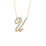 0.157 TCW Round Lab Grown Diamond U Initial Necklace