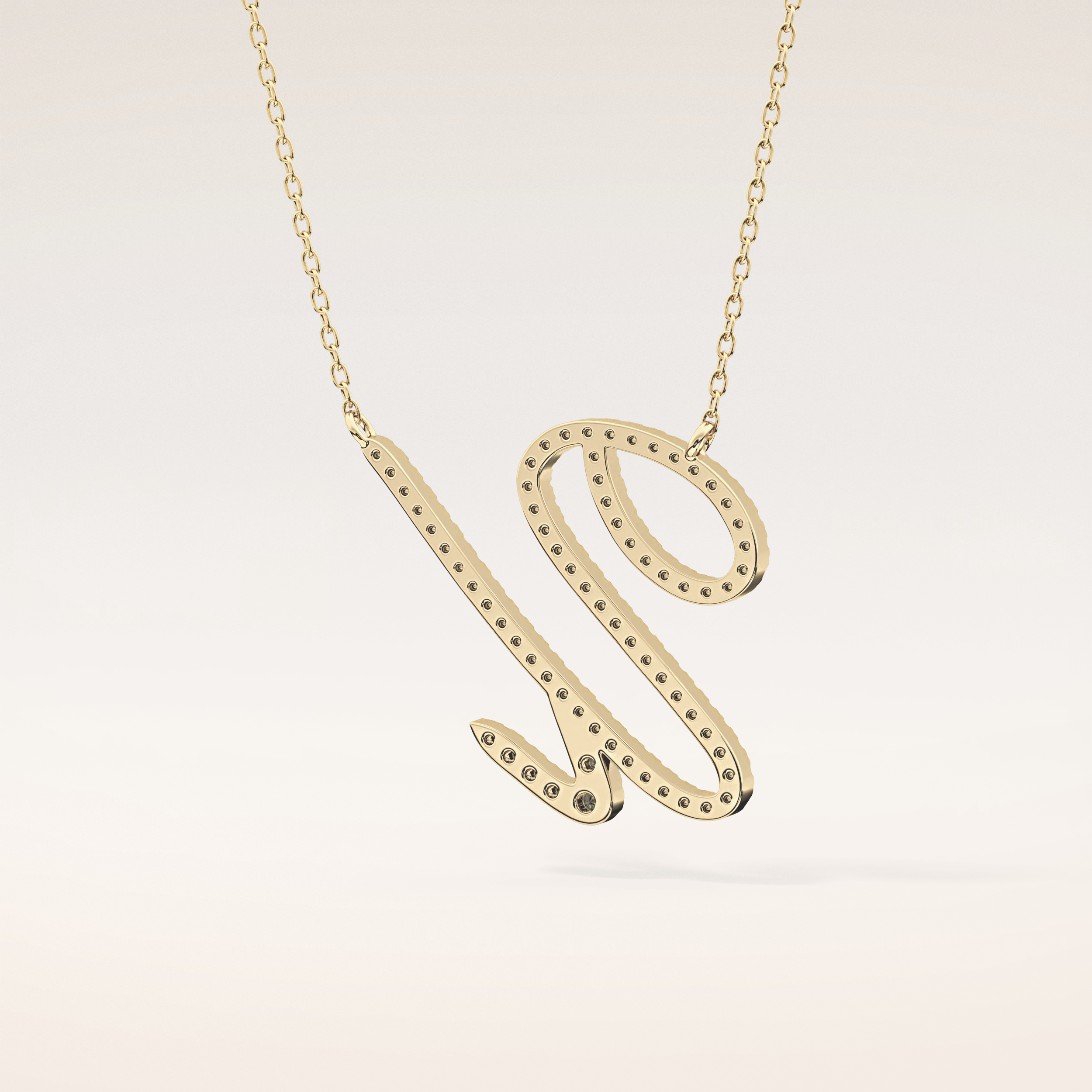 0.157 TCW Round Cut Moissanite U Initial Pendant Necklace