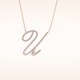 0.157 TCW Round Cut Moissanite U Initial Pendant Necklace