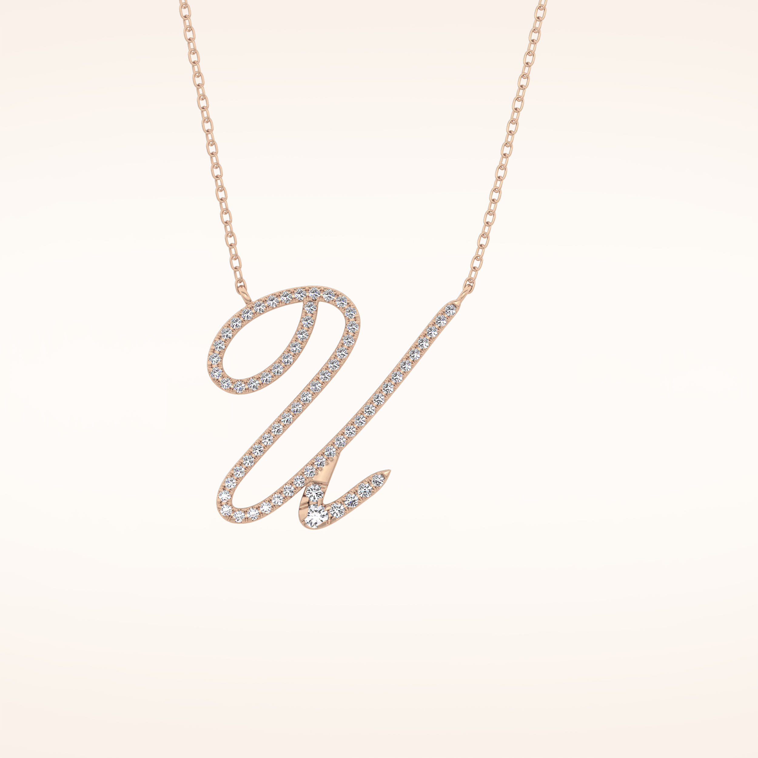 0.157 TCW Round Cut Moissanite U Initial Pendant Necklace