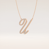 0.157 TCW Round Cut Moissanite U Initial Pendant Necklace