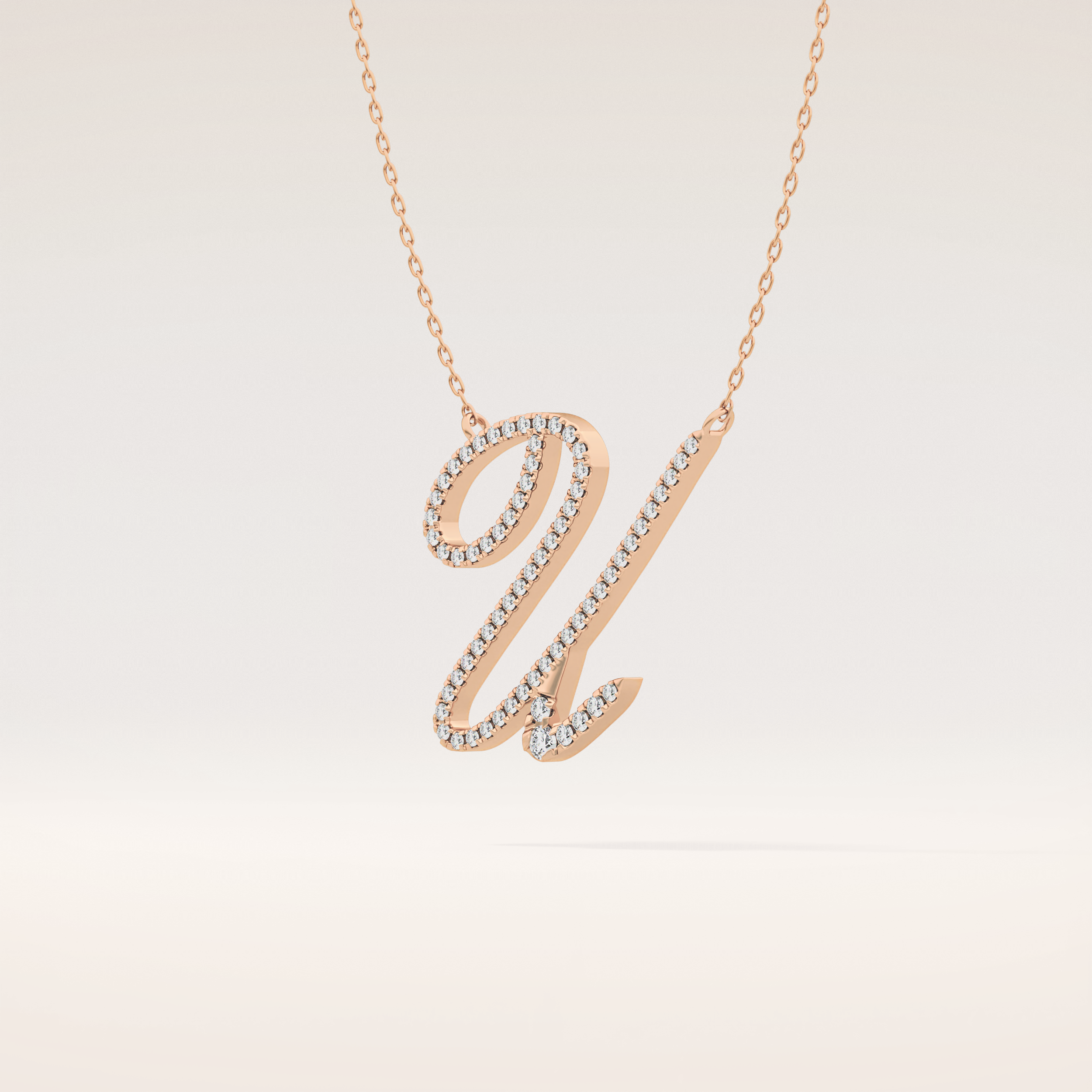 0.157 TCW Round Cut Moissanite U Initial Pendant Necklace