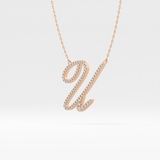 0.157 TCW Round Lab Grown Diamond U Initial Necklace