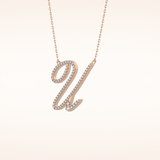 0.157 TCW Round Cut Moissanite U Initial Pendant Necklace