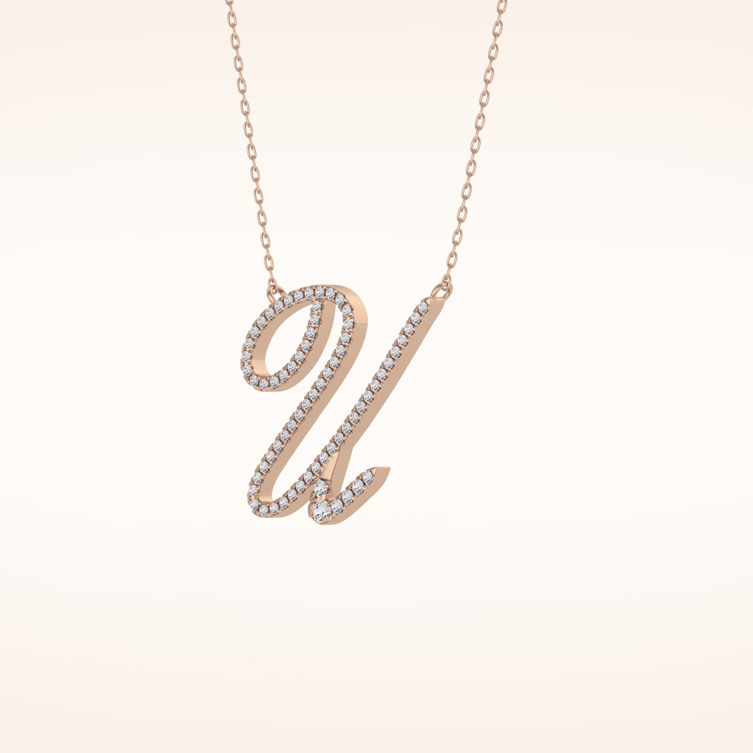 0.157 TCW Round Cut Moissanite U Initial Pendant Necklace