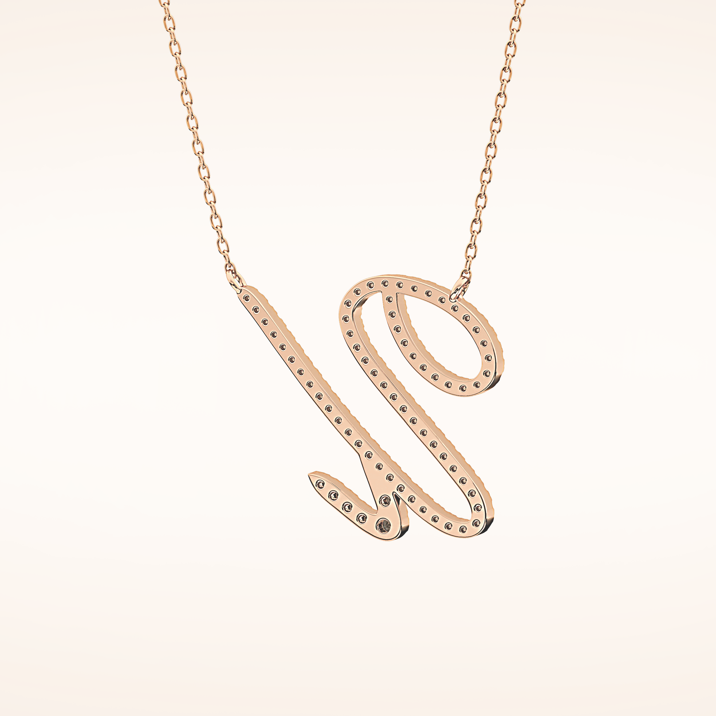 0.157 TCW Round Cut Moissanite U Initial Pendant Necklace