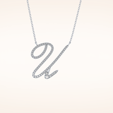 0.157 TCW Round Cut Moissanite U Initial Pendant Necklace