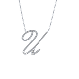 0.157 TCW Round Lab Grown Diamond U Initial Necklace