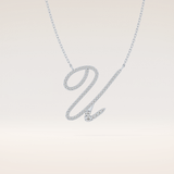 0.157 TCW Round Cut Moissanite U Initial Pendant Necklace