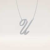 0.157 TCW Round Cut Moissanite U Initial Pendant Necklace