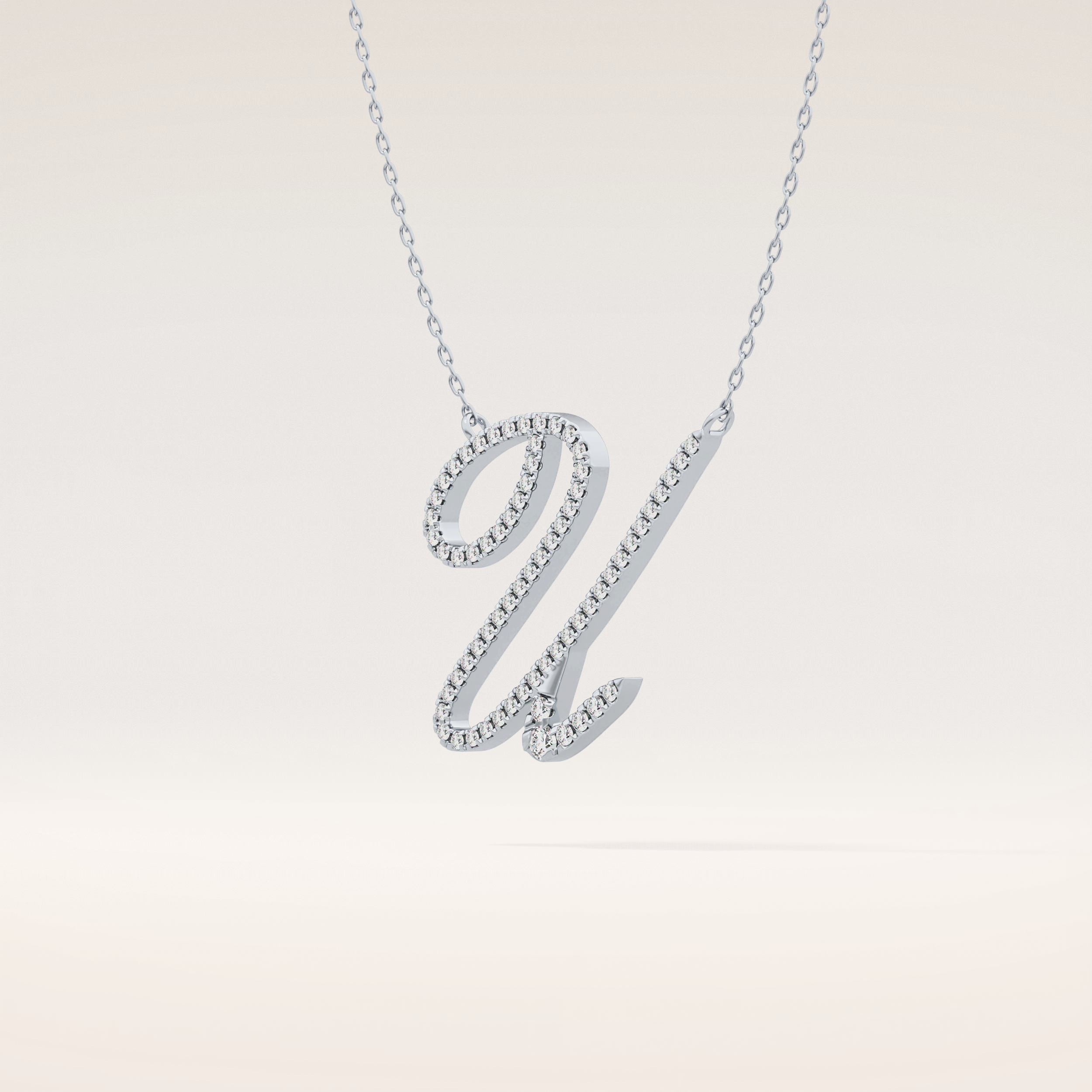 0.157 TCW Round Cut Moissanite U Initial Pendant Necklace