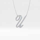 0.157 TCW Round Lab Grown Diamond U Initial Necklace