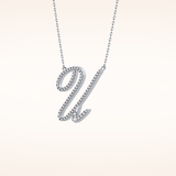 0.157 TCW Round Cut Moissanite U Initial Pendant Necklace
