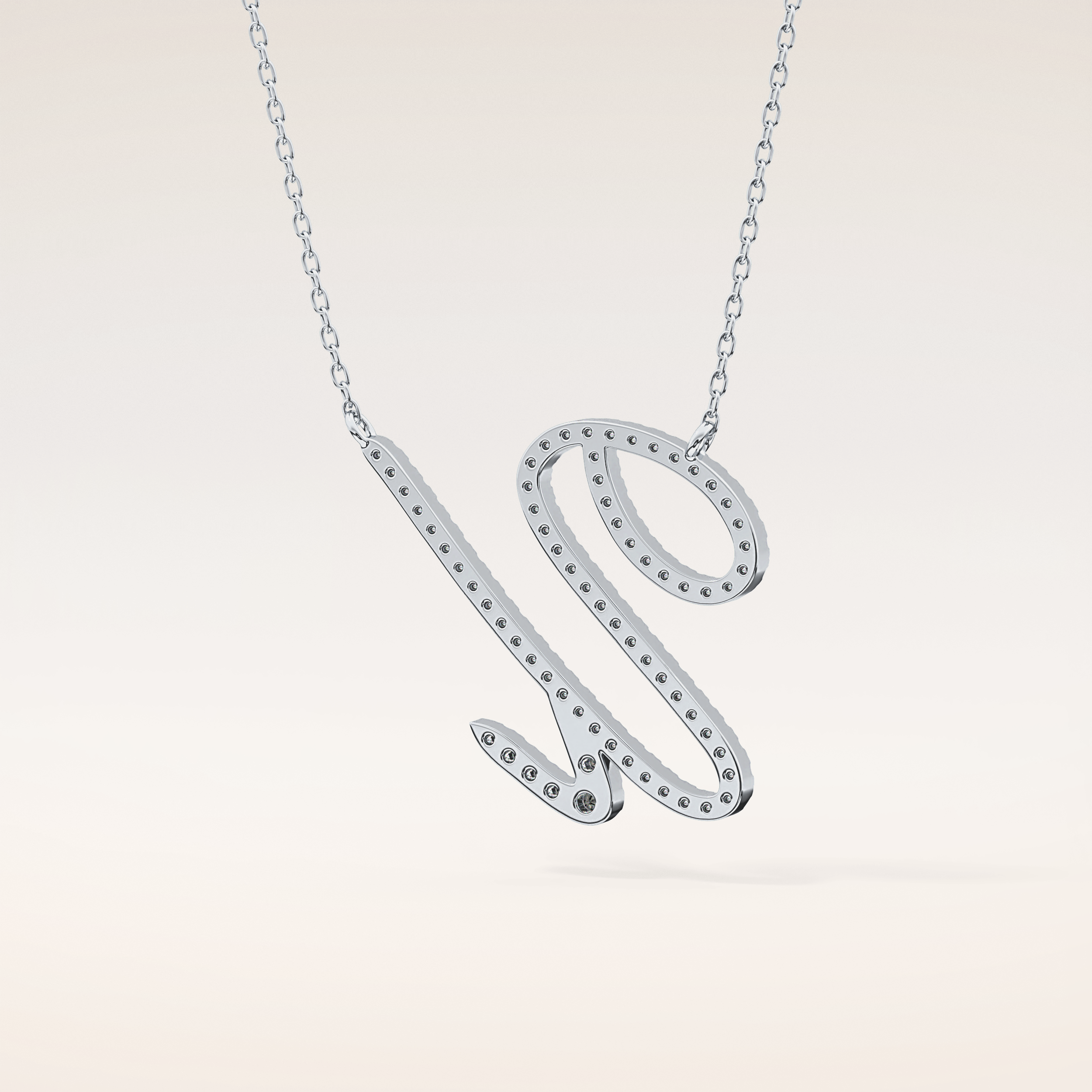 0.157 TCW Round Cut Moissanite U Initial Pendant Necklace