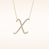 0.133 TCW Round Cut Moissanite X Initial Pendant Necklace