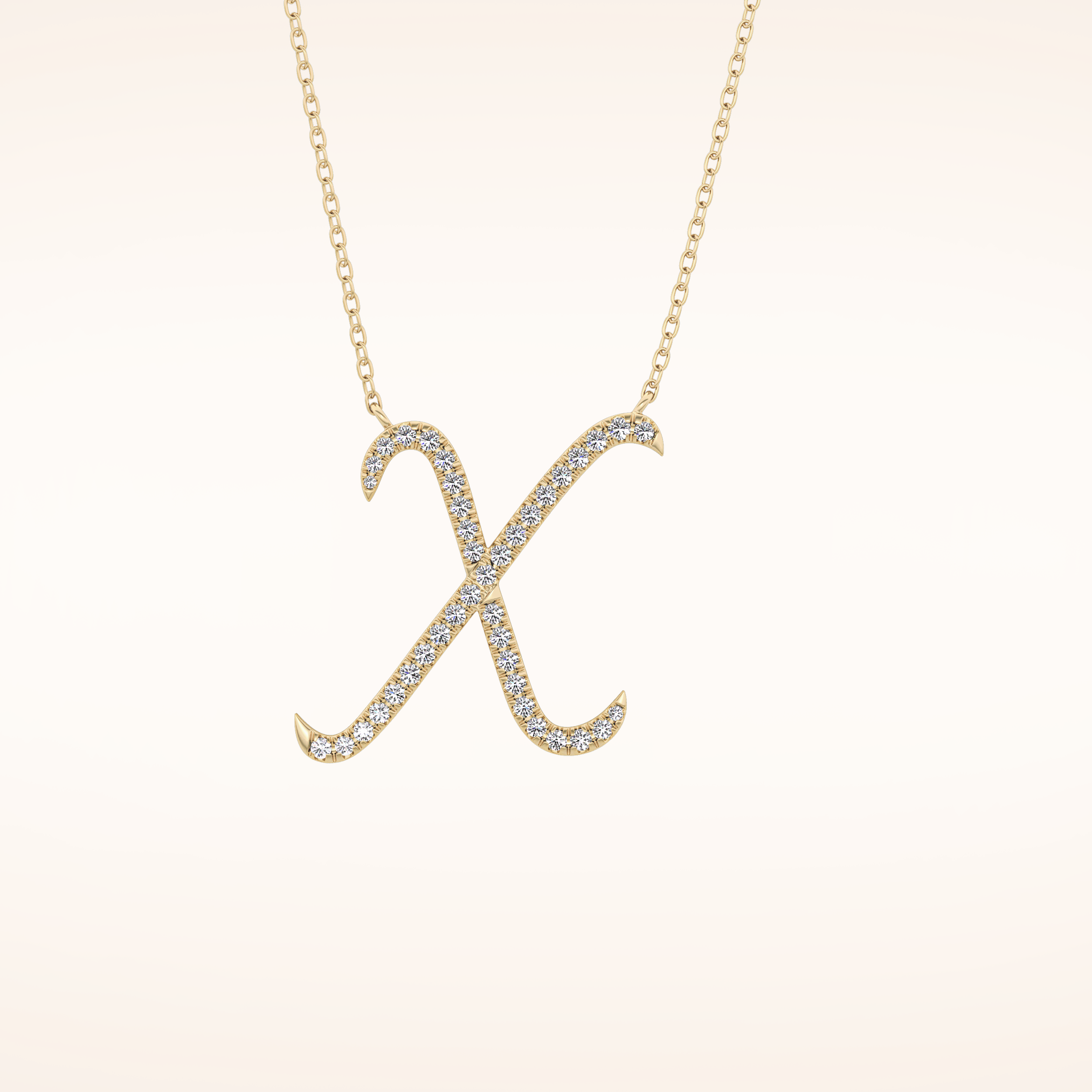 0.133 TCW Round Cut Moissanite X Initial Pendant Necklace
