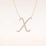 0.133 TCW Round Cut Moissanite X Initial Pendant Necklace