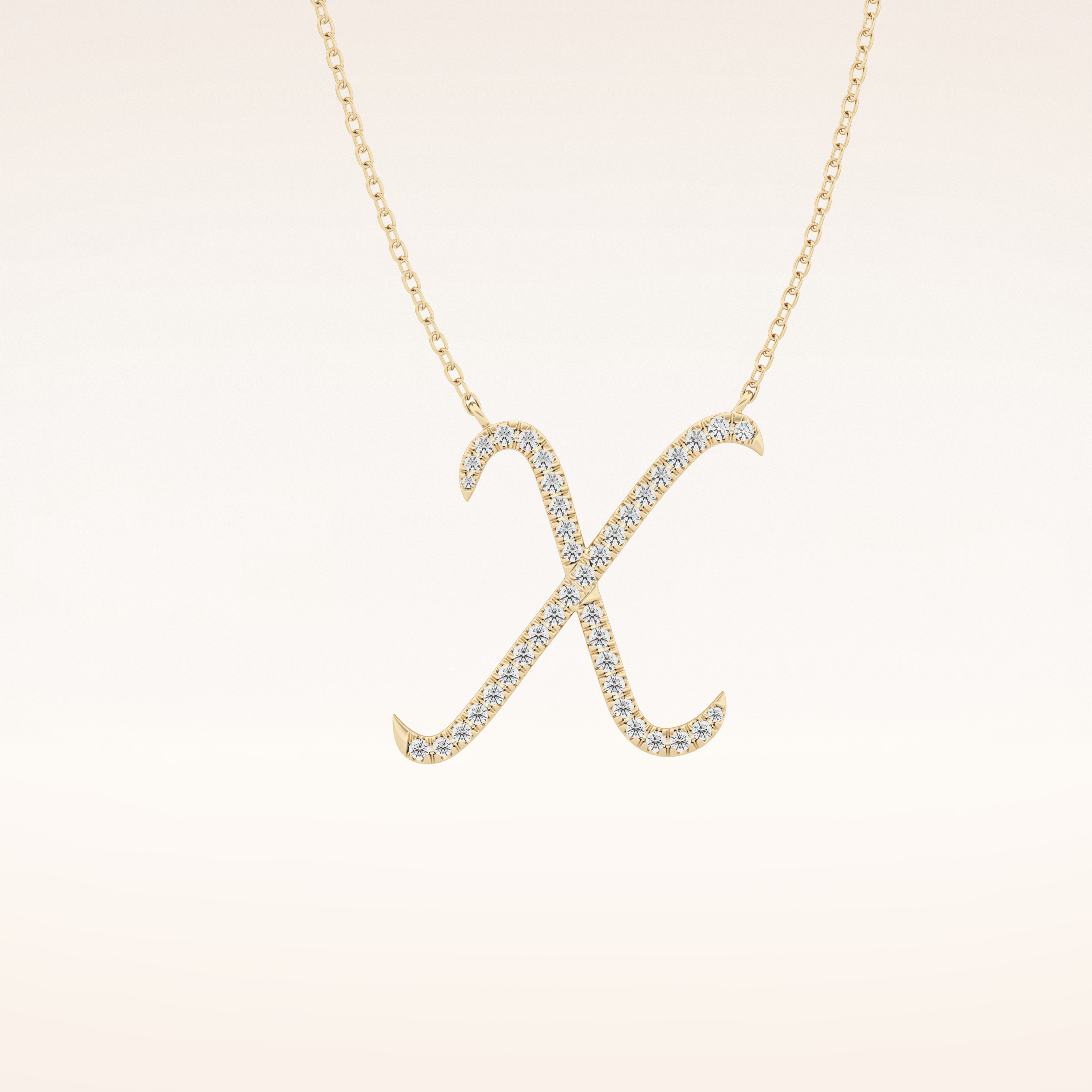 0.133 TCW Round Cut Moissanite X Initial Pendant Necklace