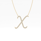 0.133 TCW Round Lab Grown Diamond X Initial Pendant Necklace