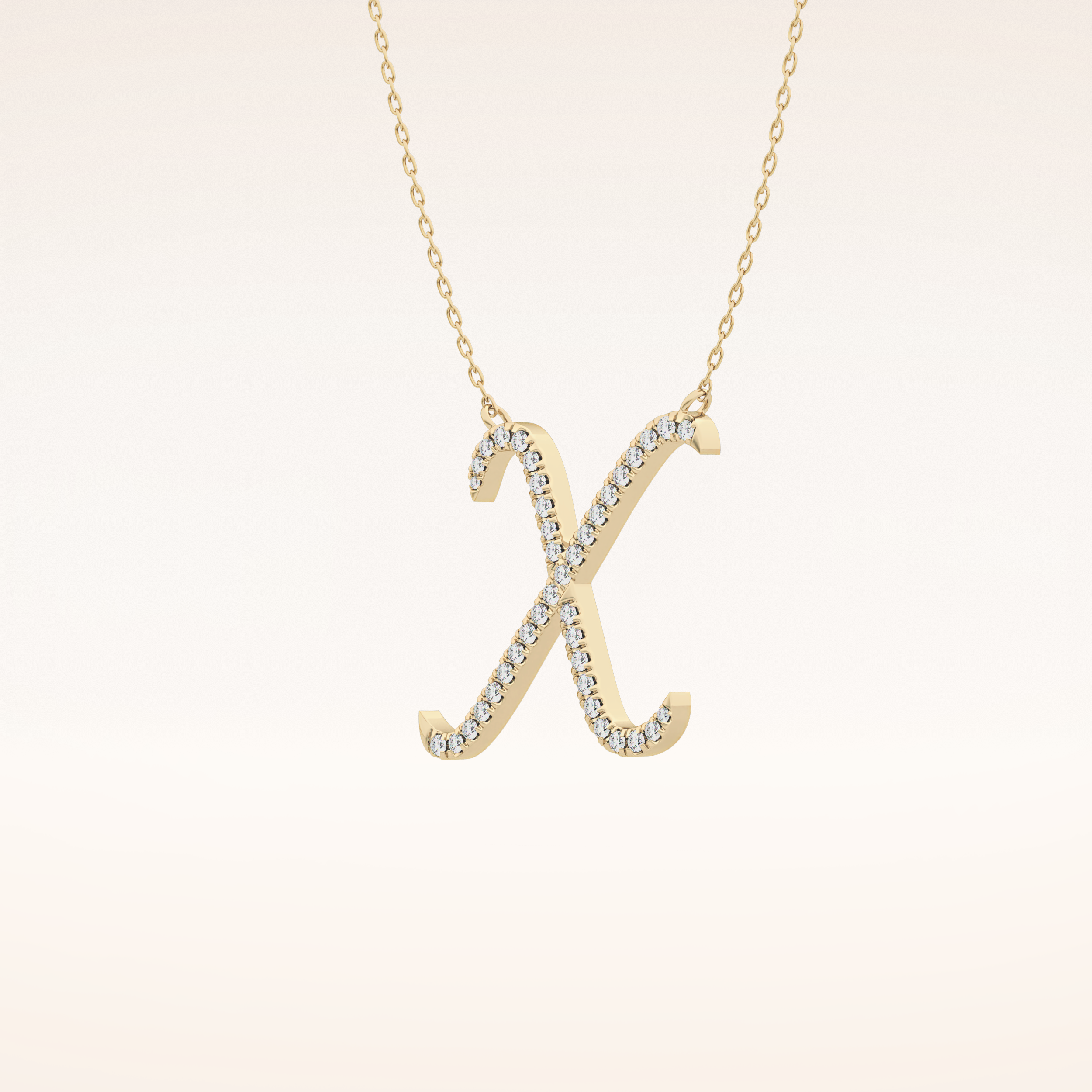 0.133 TCW Round Cut Moissanite X Initial Pendant Necklace