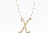 0.133 TCW Round Lab Grown Diamond X Initial Pendant Necklace