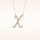 0.133 TCW Round Cut Moissanite X Initial Pendant Necklace