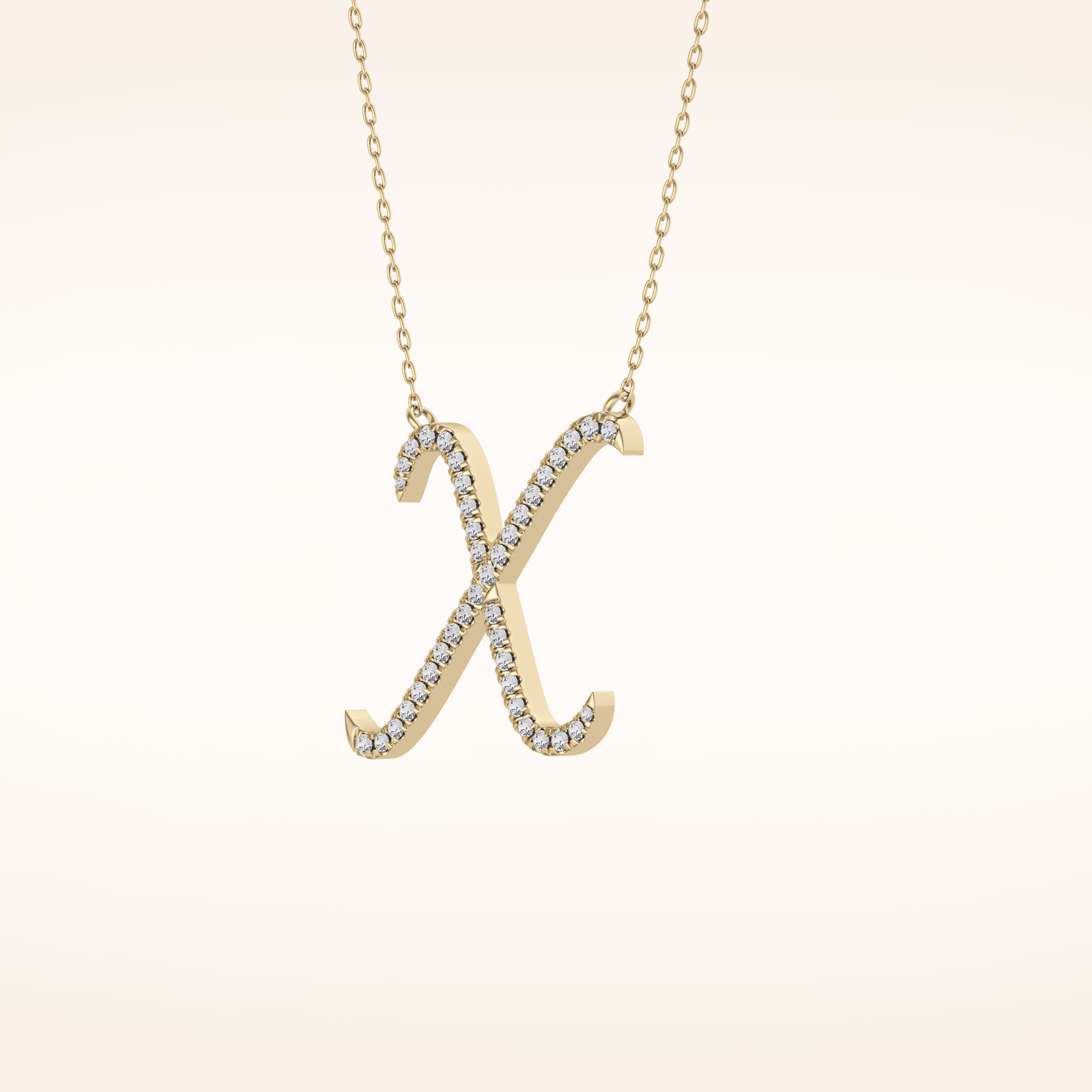 0.133 TCW Round Cut Moissanite X Initial Pendant Necklace