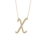 0.133 TCW Round Lab Grown Diamond X Initial Pendant Necklace