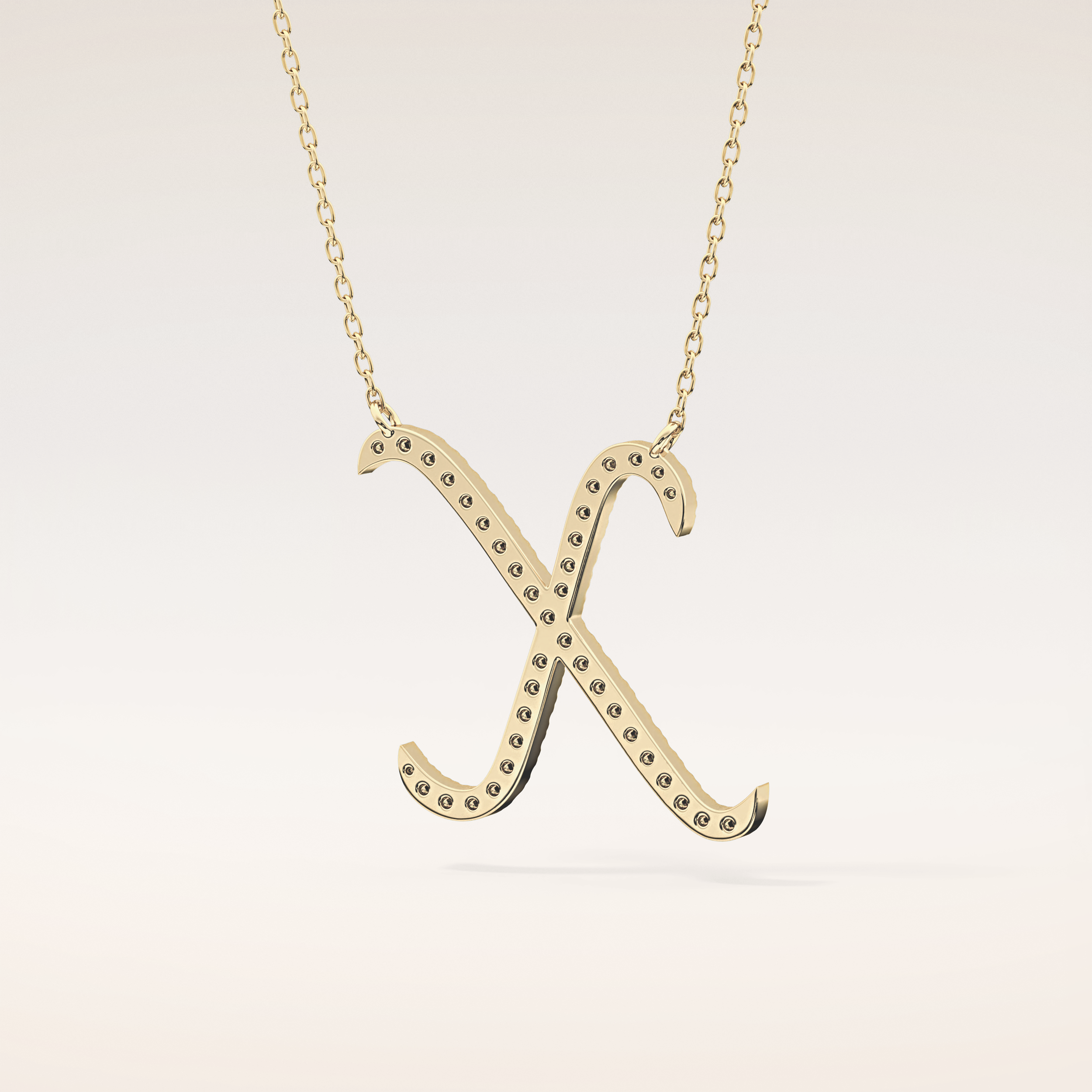0.133 TCW Round Cut Moissanite X Initial Pendant Necklace