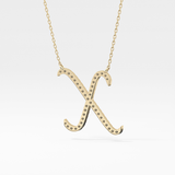 0.133 TCW Round Lab Grown Diamond X Initial Pendant Necklace