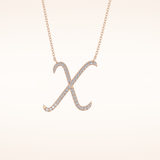 0.133 TCW Round Cut Moissanite X Initial Pendant Necklace
